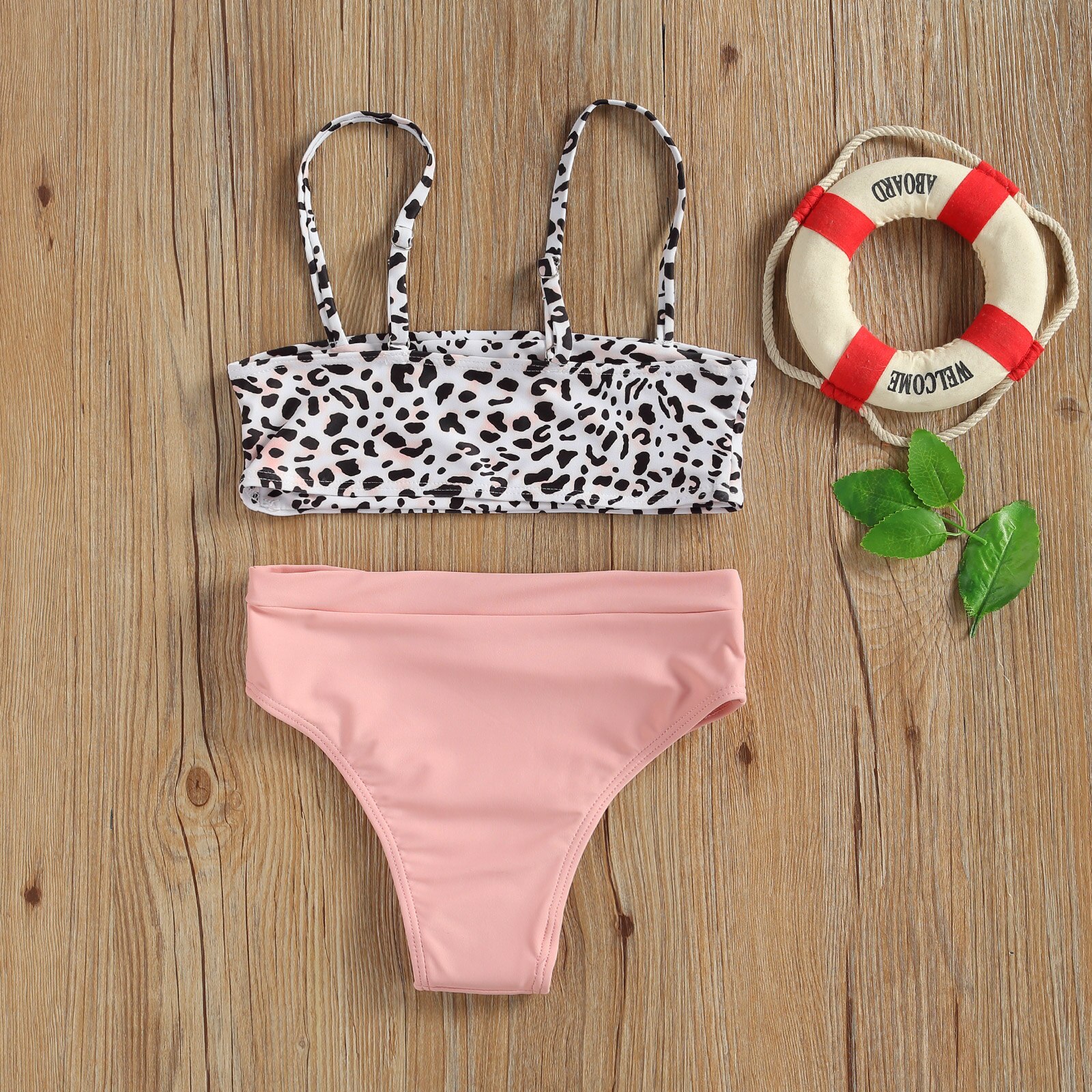 Traje de baño informal para niña, Bikinis de leopardo para playa, ropa de baño para niña, ropa de playa para niña