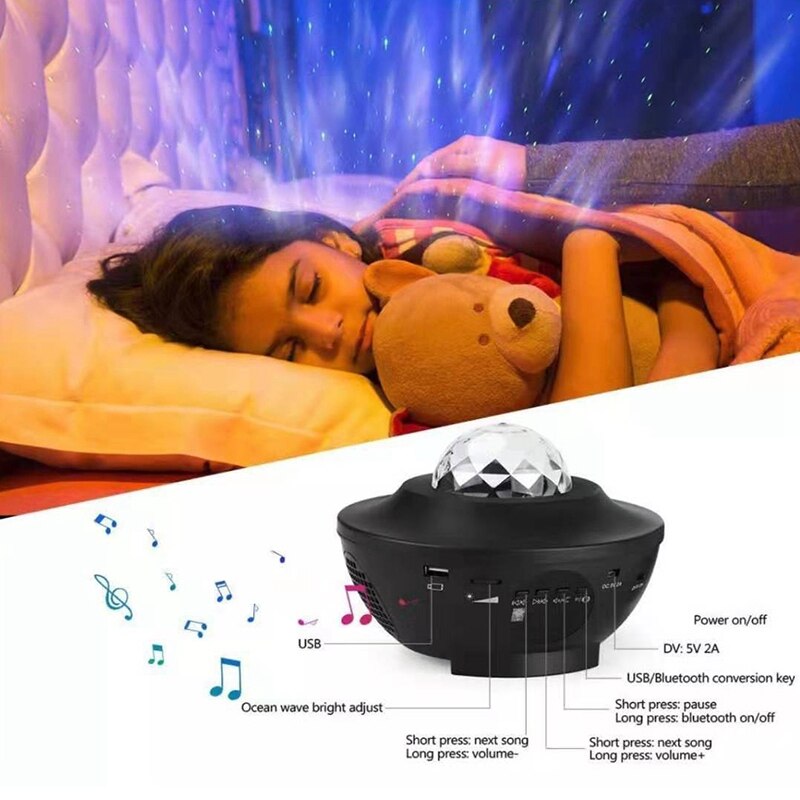 Usb Led Star Night Light Music Starry Water Wave Led Projector Licht Projector Sound-Activated Projector Licht Decor