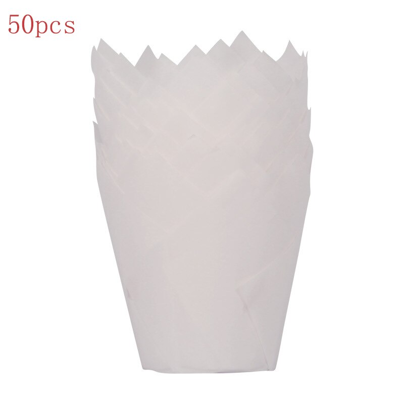 50/100150 Pieces Tulip Baking Cup Cake Cups Muffin Baking Liners Holders Rustic Cupcake Wrapper Baking Paper Parchment Paper: White 50pcs