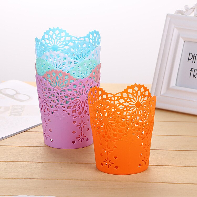 Hollow Flower Brush Storage Pen Pencil Pot Holder Container Desk Organizer