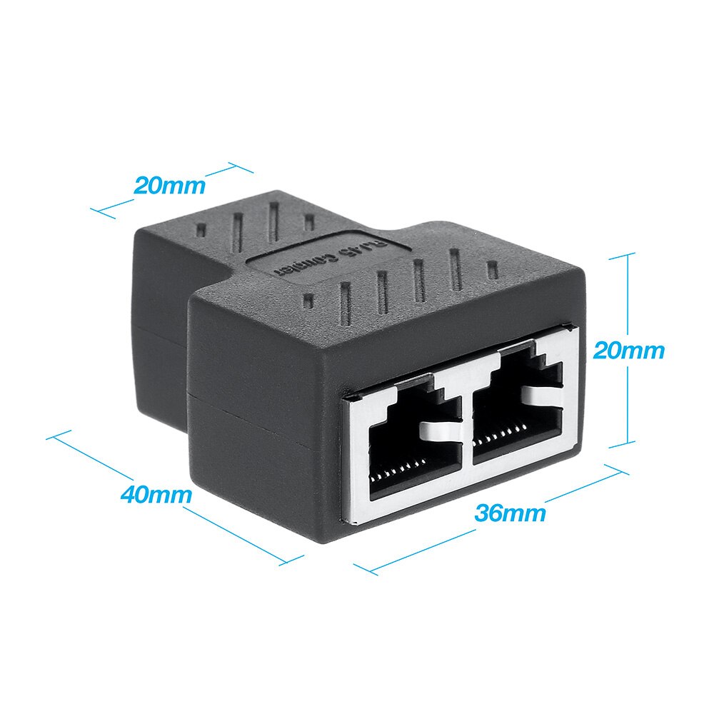 1 To 2 Ways Ethernet Cable Adapter Lan Cable Extender Splitter for Internet Cable Connection 1 Input 2 Output