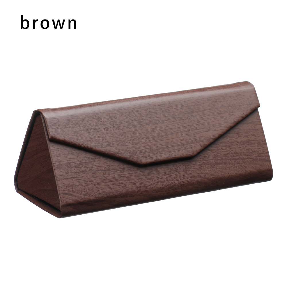 1 Pcs Crocodile Texture Folding Triangle Sunglasses Box PU Waterproof Eyewear Case Protective Glasses Box Eyeglasses Organizer: B brown