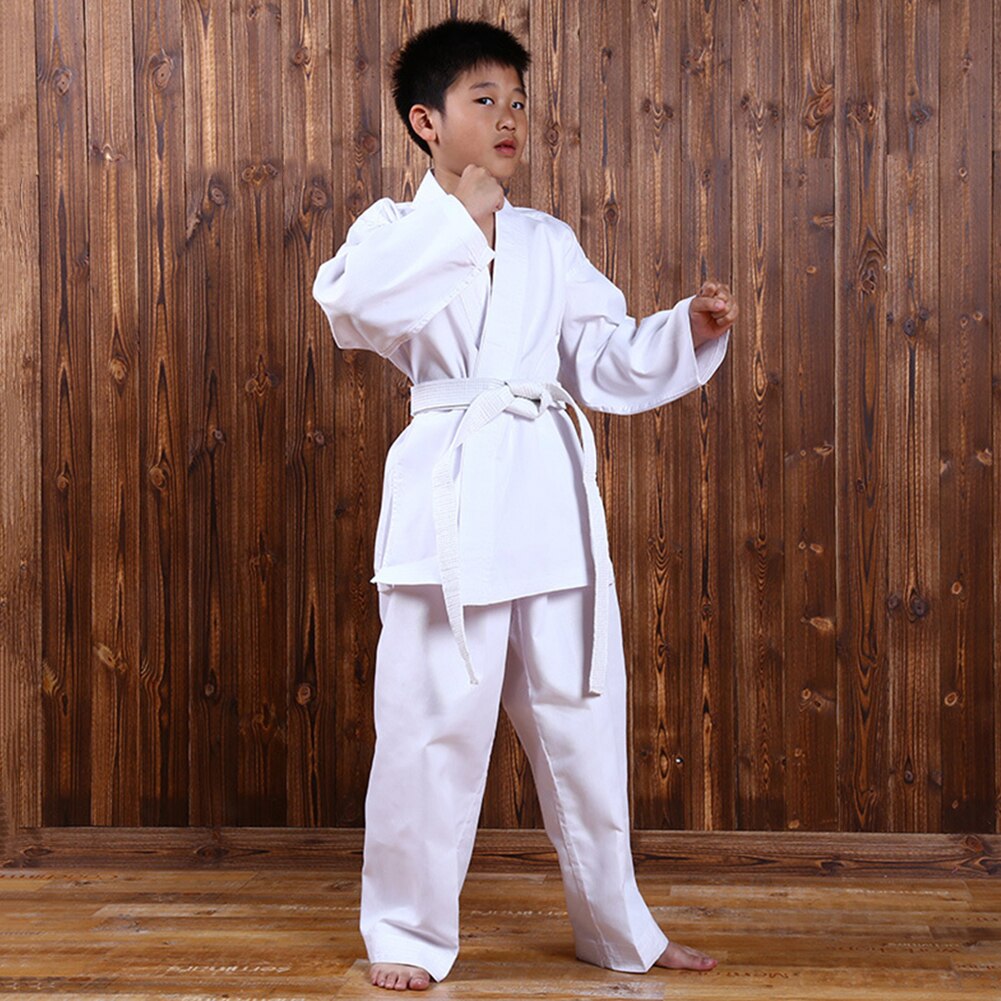 White Karate Uniform Belt Belt Taekwondo Suit Adult Children Women Men Kung Fu Training Workout Clothes