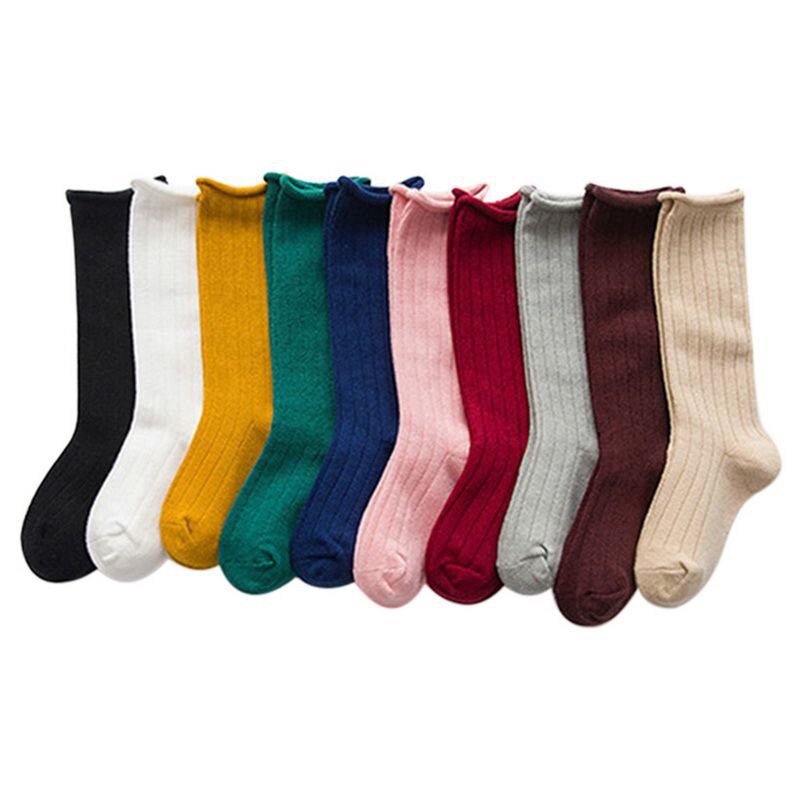 CYSINCOS 0-10Y niños calcetines largos medio tubo sólido algodón belleza caramelo colores calentadores bebé Calcetines niños Boby Niñas Ropa