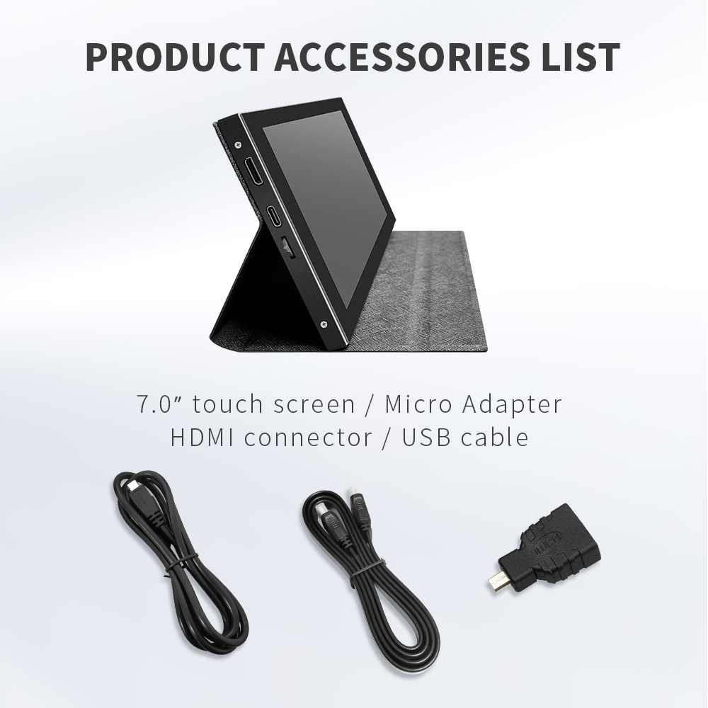 Écran tactile LCD de 7 pouces, IPS 1024x600, full HD, HDMI, moniteur de jeu, PC, interface Raspberry Pi mini HDMI/TYPE-C: Default Title