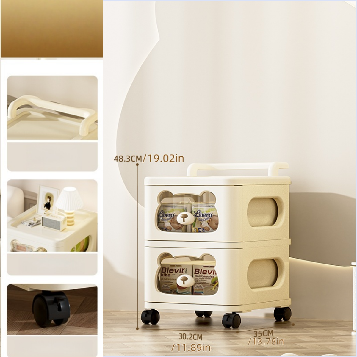 Chariot de rangement roulant avec tiroirs, organisateur mobile à roulettes, multicouche pour salon/chambre/salle de bain, collation, table d'appoint: Black