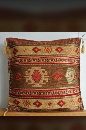 Turkish Ottoman Style Chenille Cushion Pillow Cover 17" x 17"