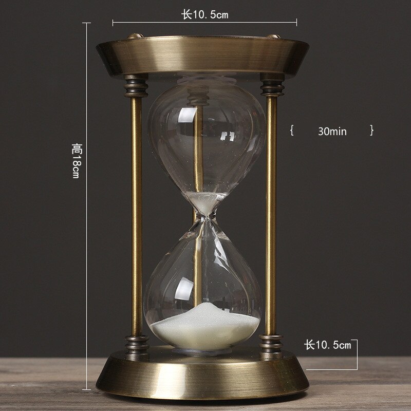 Retro metal time hourglass pendulum timer Sand Timer Wooden Hour Glass Clock Home Decoration Decor: 15 min golden