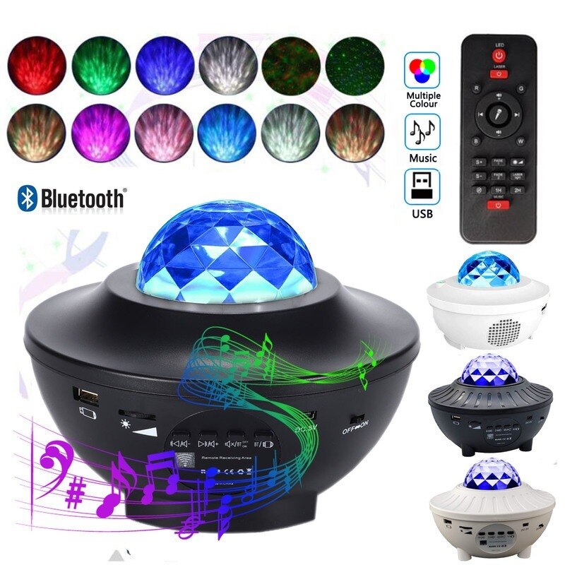 Led stjernehimmel projektor musikk bluetooth usb fe lys rotere stjerne galakse lys projektor lampe led nattlys