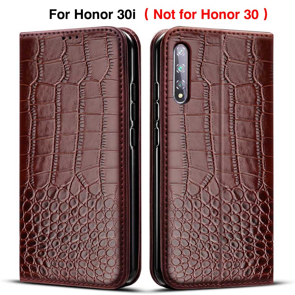 Honor 30i Case Flip Leren Boek Stijl Telefoon Gevallen Voor Honor 30i LRA-LX1 Honor30i Case Soft Tpu Bumper Op Honor 30 Ik Cover: Deep Brown