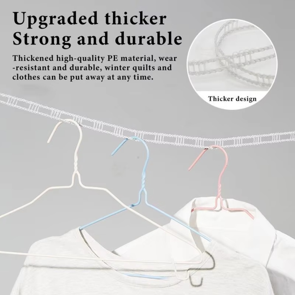 Tendedero portátil a prueba de viento, longitud ajustable, ahorro de espacio, cuerda para colgar para acampar con ganchos, colgador de ropa para coche, mochilero, 2 uds.