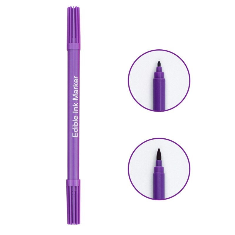 Y8AB Lebensmittel Klasse Zuckerguss Dekorieren Stift Mittagessen Verpackung Kuchen Kasten Lebensmittel Färbung Marker Dual-Gekippt Stifte freundlicher DIY: Violett