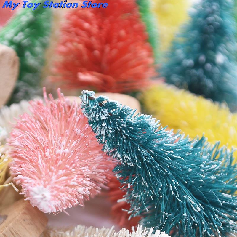 1PC 12.5cm/16cm Mini Christmas Tree Gold Green Small Pine Tree Sisal Placed In The Desktop Year Xmas Party Ornaments