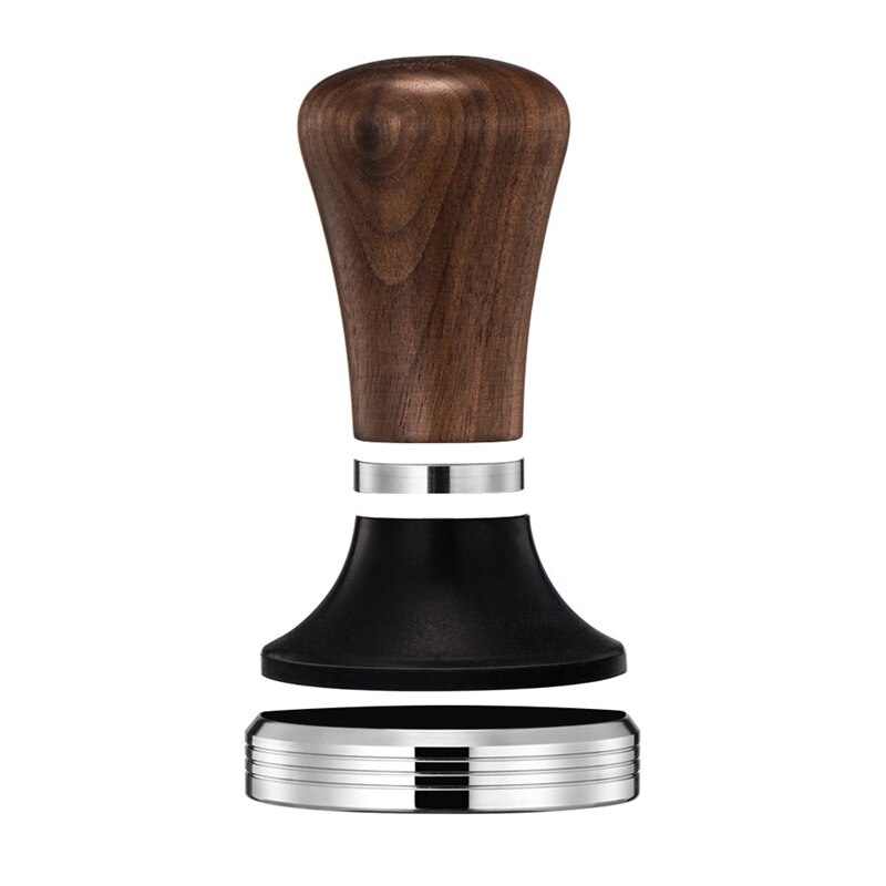 Wooden Holder Coffee Tamper Flat Espresso Tamper 58mm Stainless Steel Flat with Height Adjustable Wooden Handle Tamper