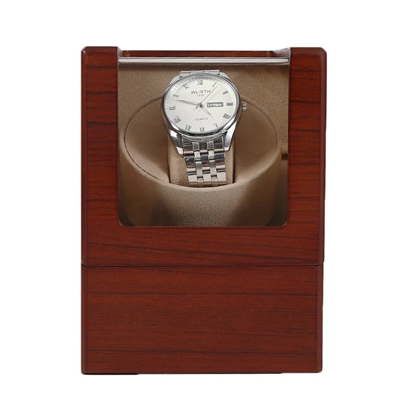 Mini Houten Zwarte Koolstofvezel Automatische Horloge Winder Doos Stille Motor Kronkelende Opslag Vitrine Horloge Shaker Batterij