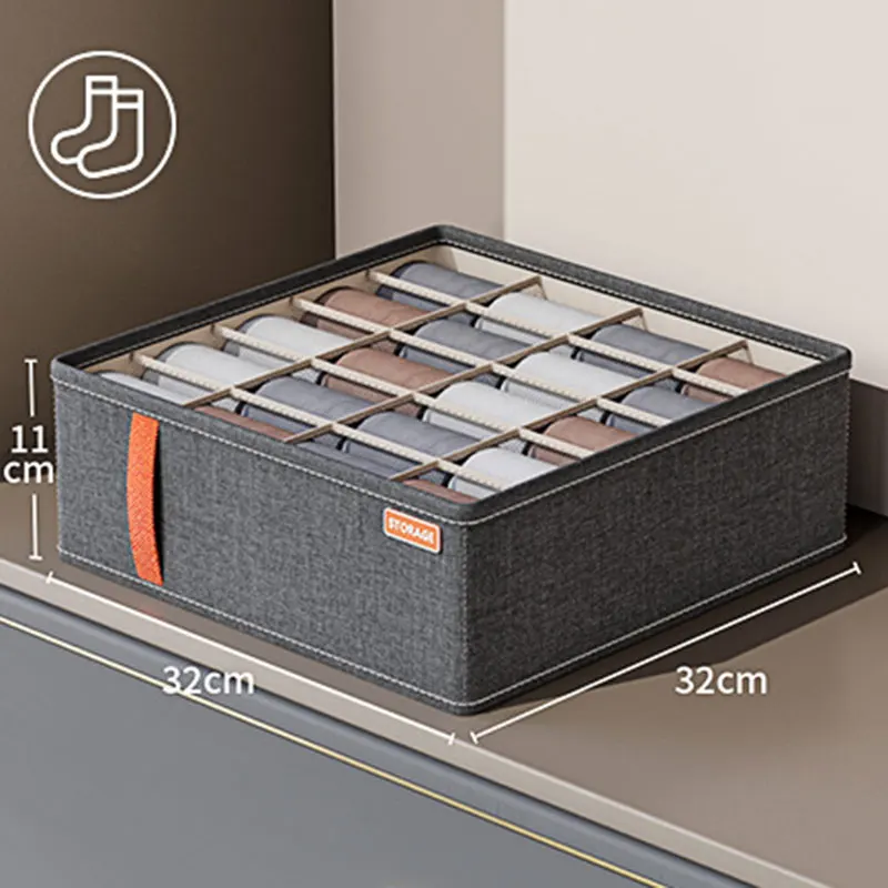 Bedroom Cabinet Drawer Underwear Organizer Socks Bra Clothing Storage Boxes Wardrobe Clothes Organizer Pants Socks Organizer: Light Grey