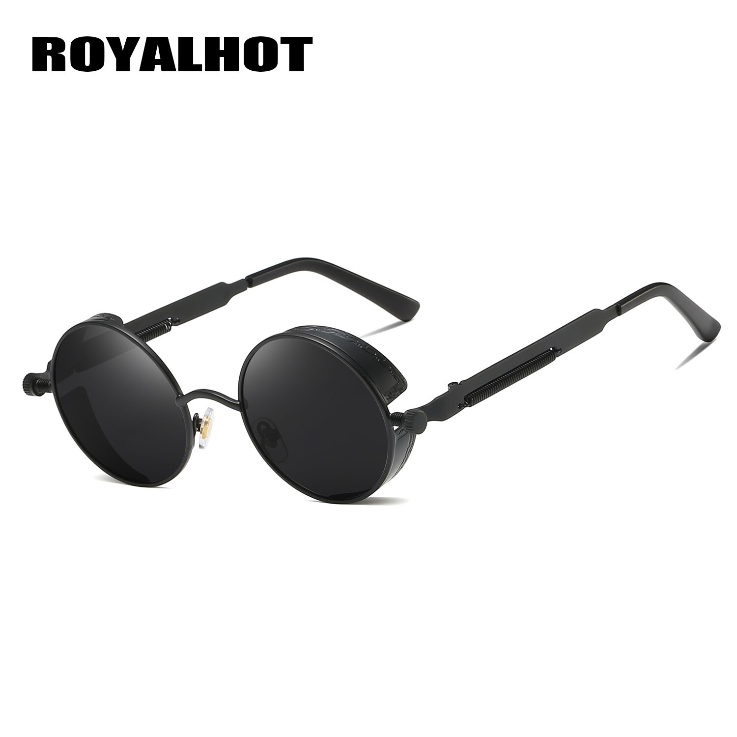 RoyalHot Mannen Vrouwen Gepolariseerde Aloy Ronde Retro Frame Zonnebril Rijden Zonnebril Shades Óculos masculino Mannelijke p1008: Black