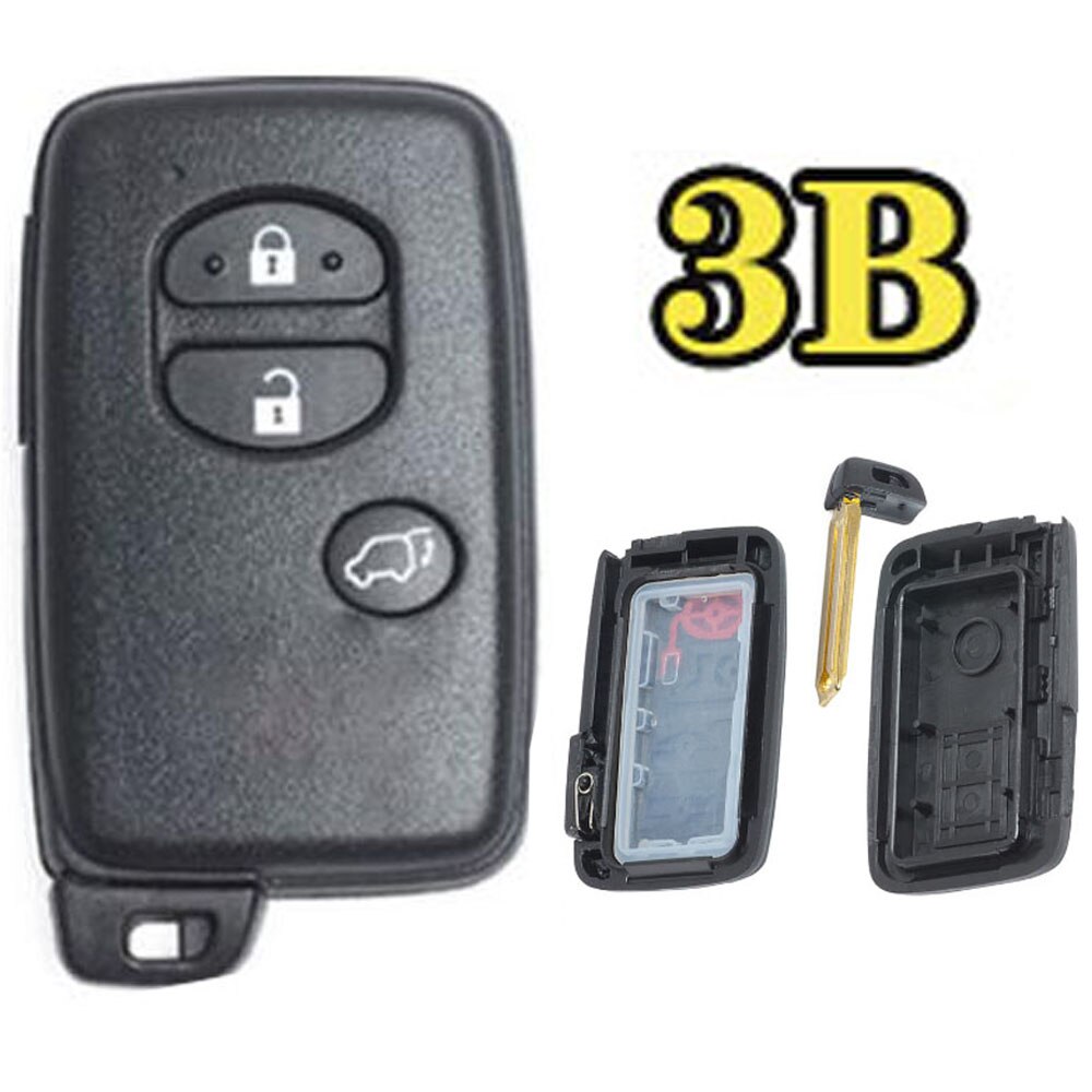Voor Toyota Prius Land Cruiser Vervanging Remote Autosleutel Shell Case Fob 2/3/2 + 1/3 + 1 Knop met Ongesneden Blad HYQ14AAB Zwart: 3B