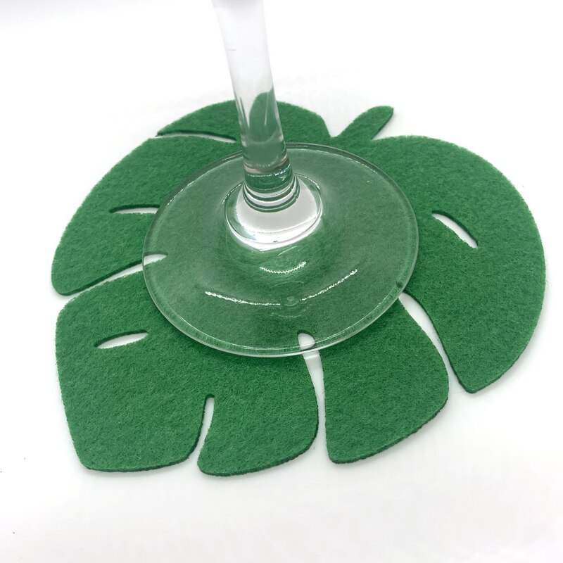 Posavasos de fieltro de hojas para decoración de fiestas, alfombrillas de tela con dibujos animados, suministros de flamenco para el hogar y la habitación de los niños, 8 Uds.
