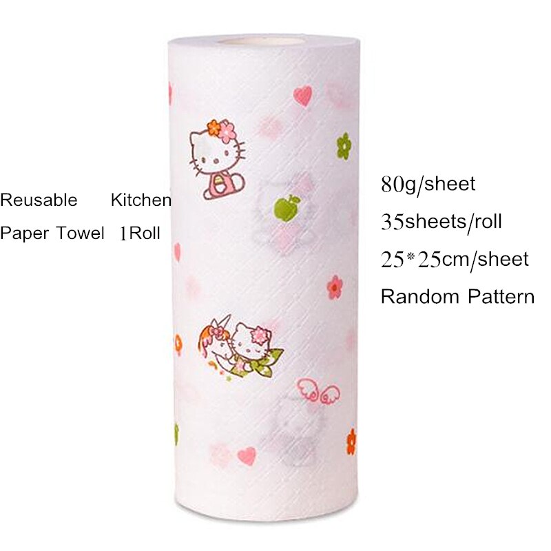 Bamboo Reusable Paper Towels Washable Roll Unpaper Towel Kitchen Cleaning Rolls Alternative Paper Towels Recycled Napkins Cloth: Random Print