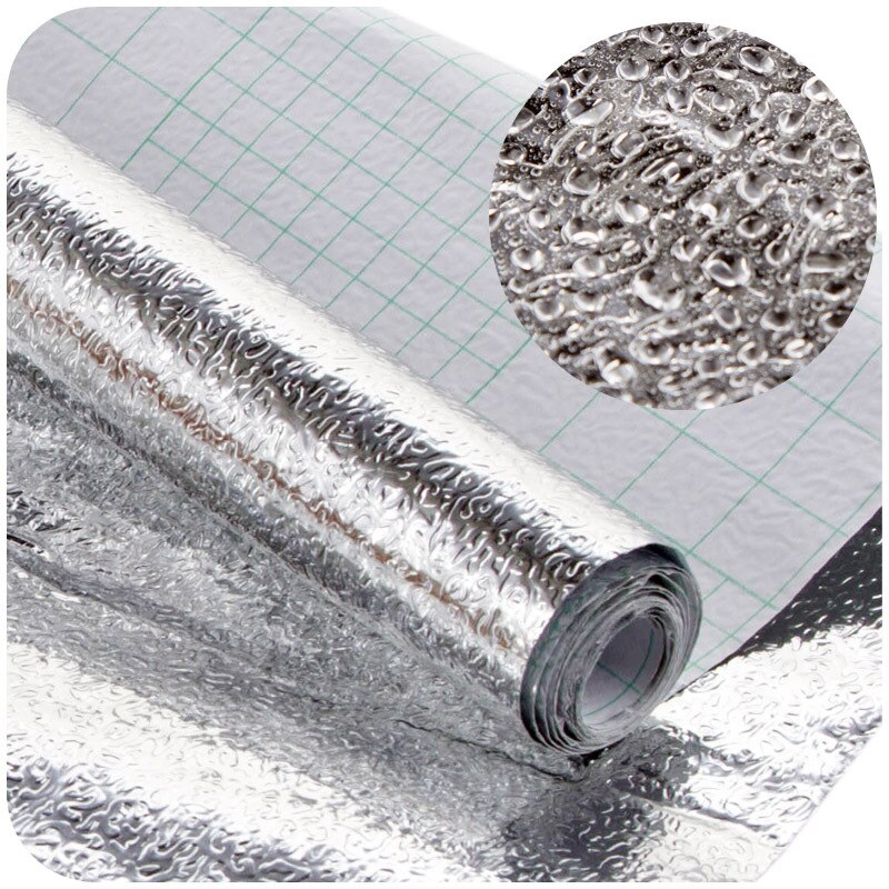 Kitchen Waterproof Anti-oil Aluminum Foil Self-adhesive Stickers Mats Anti-oil Sliver Wallpaper for Drawer Bathroom