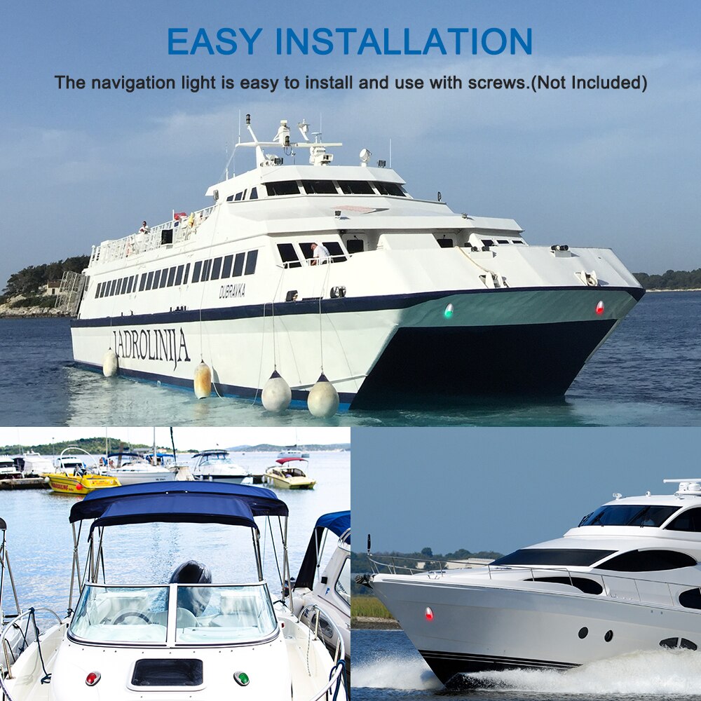 Universal Navigation Light Lamp Marine Boat Lights LED Bulb Black/White Housing ABS Plastic Signal Light 12V