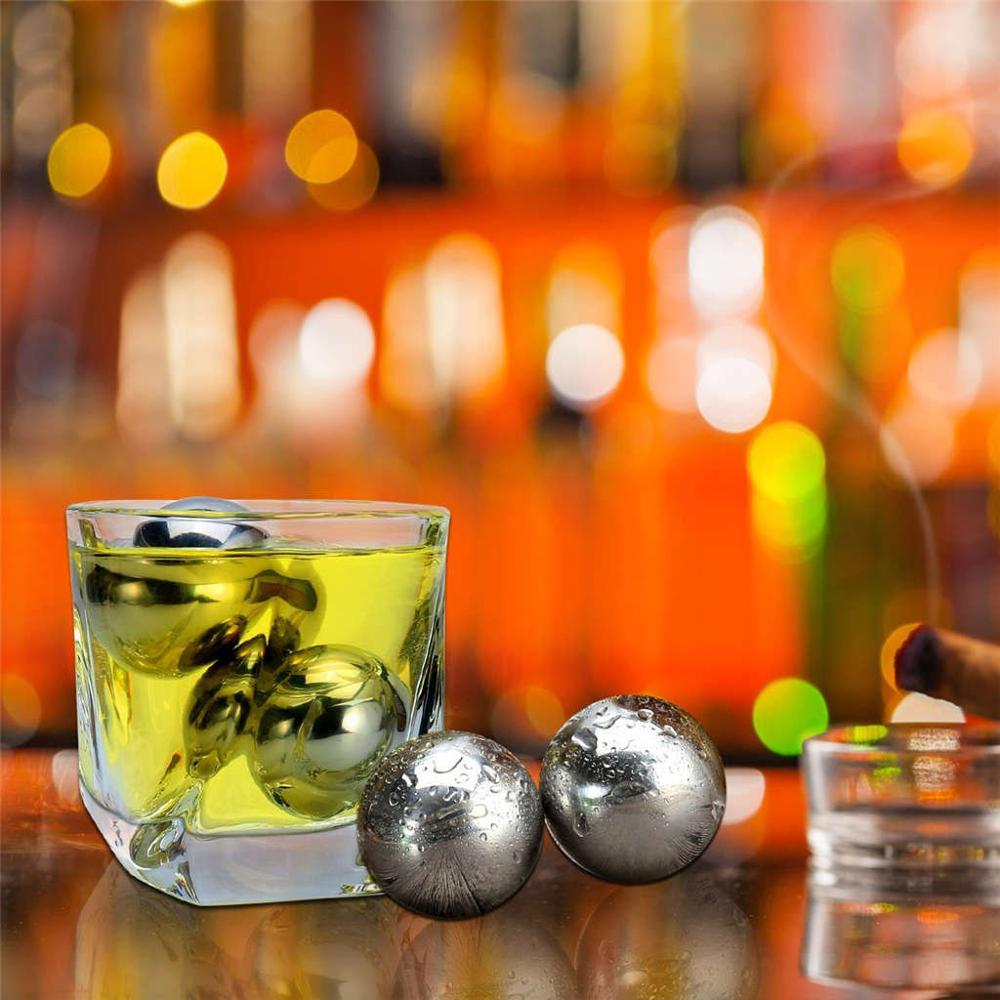 Runde isterninger i rustfrit stål genanvendelige metal kølesten med whisky holde kold bar ktv magi forsyninger  #4 j 05