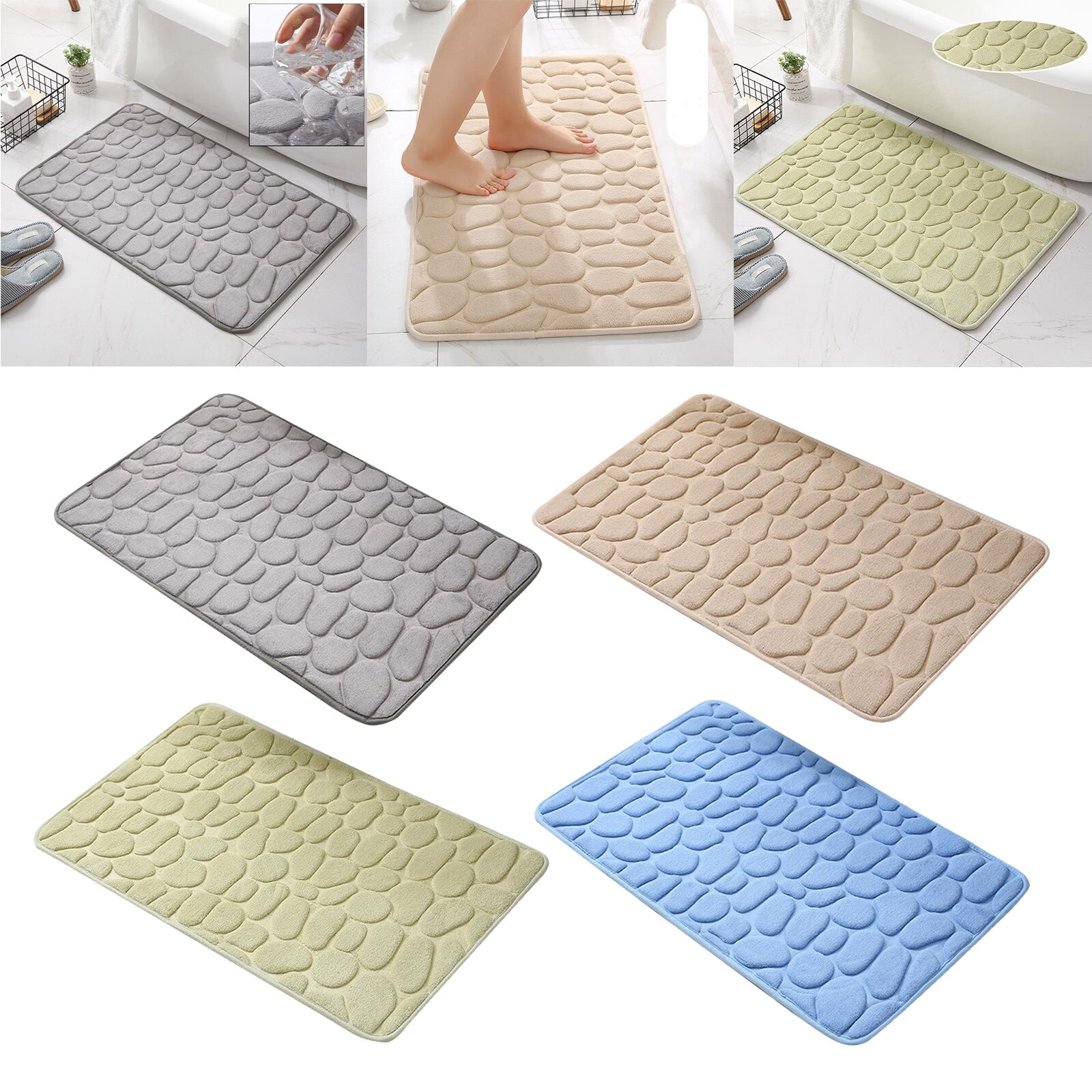 1pc Absorbent Soft Memory Foam Bath Mat Bathroom Shower Rug Non Slip Door Mat