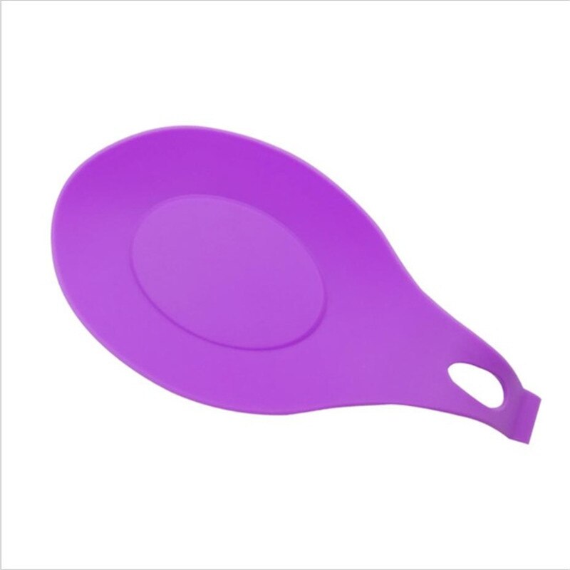 Multipurpose Silicone Spoon Rest Pad Food Grade Heat Resistant Silica Gel Spoon Put Mat Device Kitchen Utensils Dishes 50%: purple