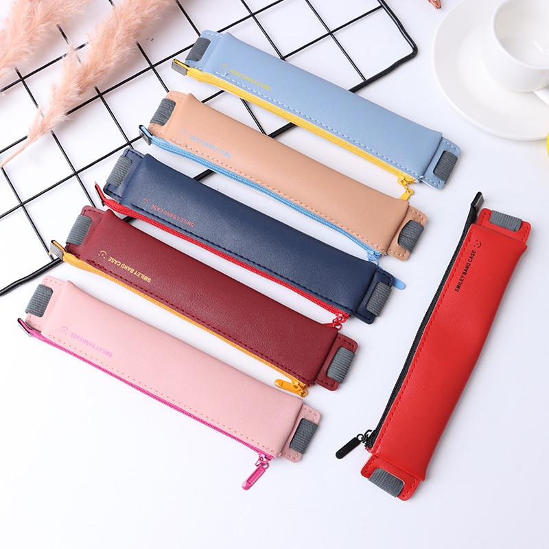 Pu Leer Elastische Gesp Etui Voor Boek Notebook Milieuvriendelijke Pen Schooltas Pen Case Voor Kantoor Vergadering