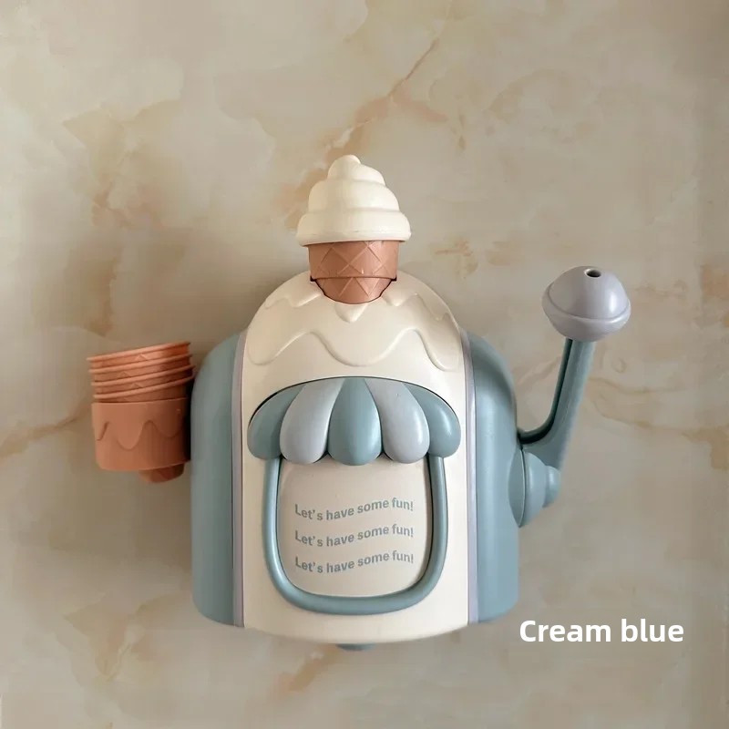 Child Bathroom Shower Bubble Machine Bath Cartoon Ice Cream Machine Manual Bubbles Manufacturing Machine: black