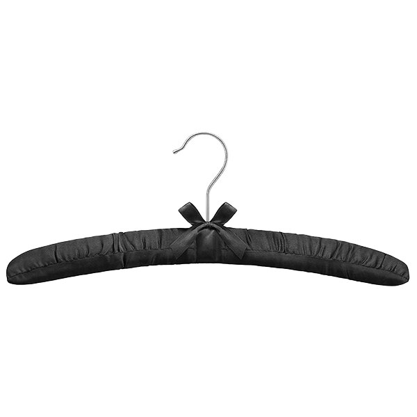 15 tum stora satin vadderade galgar, sidenhängare för bröllopskläder, rockar, kostymer, blus (svart ,5 -pack)