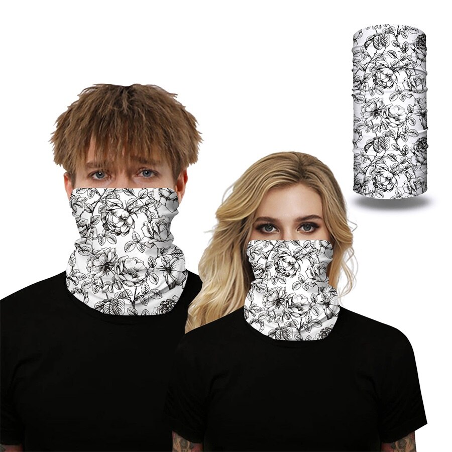 Utomhus sport halva ansiktet täcka balaclava halsduk 3d blommor sömlös bandana hals damask hårband vandring ring halsdukar huvuddukar