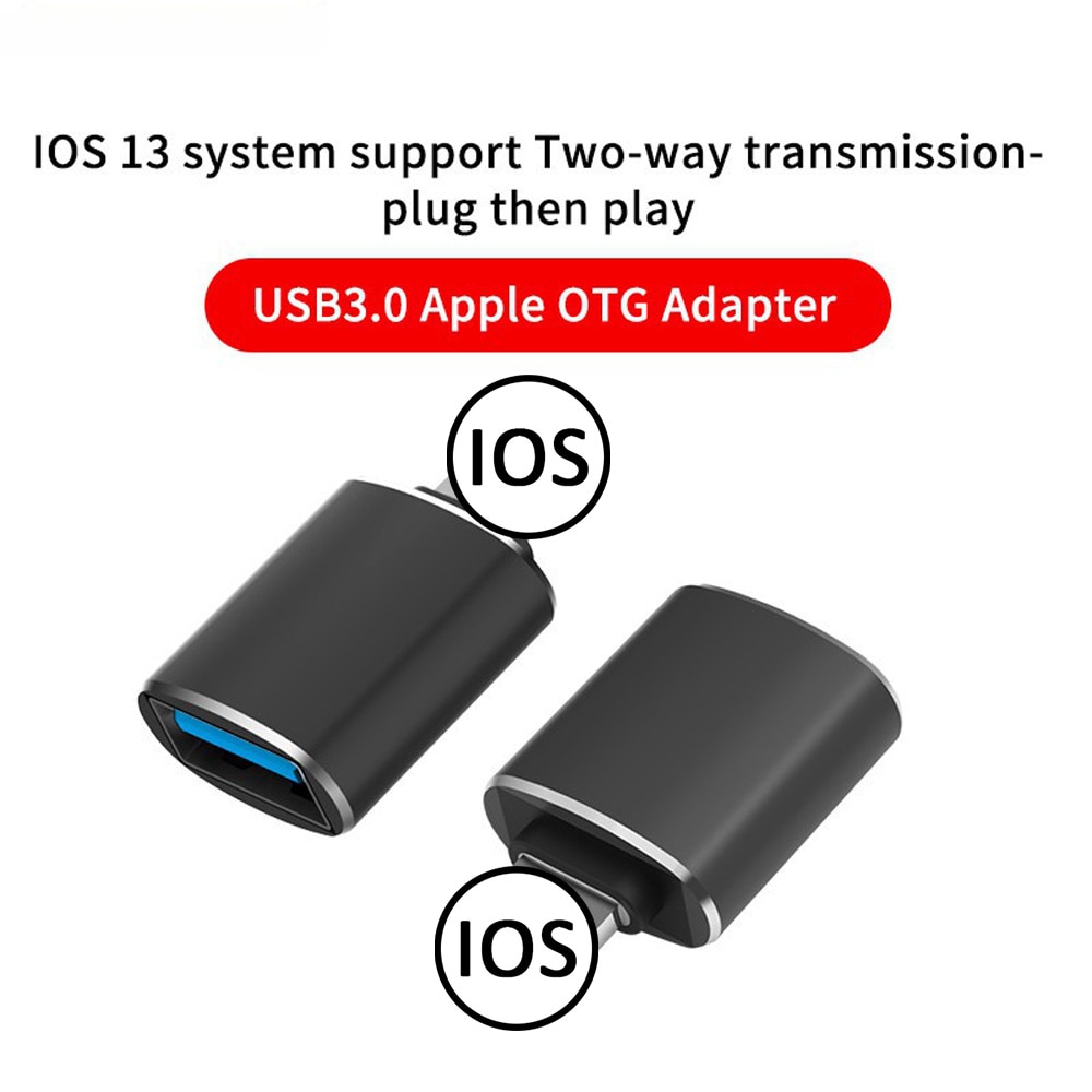 Hembra USB para USB un adaptador de cámara convertidor de datos tarjeta SD de disco U corto OTG para iPhone 12 11 Pro XS MAX XR X 6 6S 7 7 8 Plus