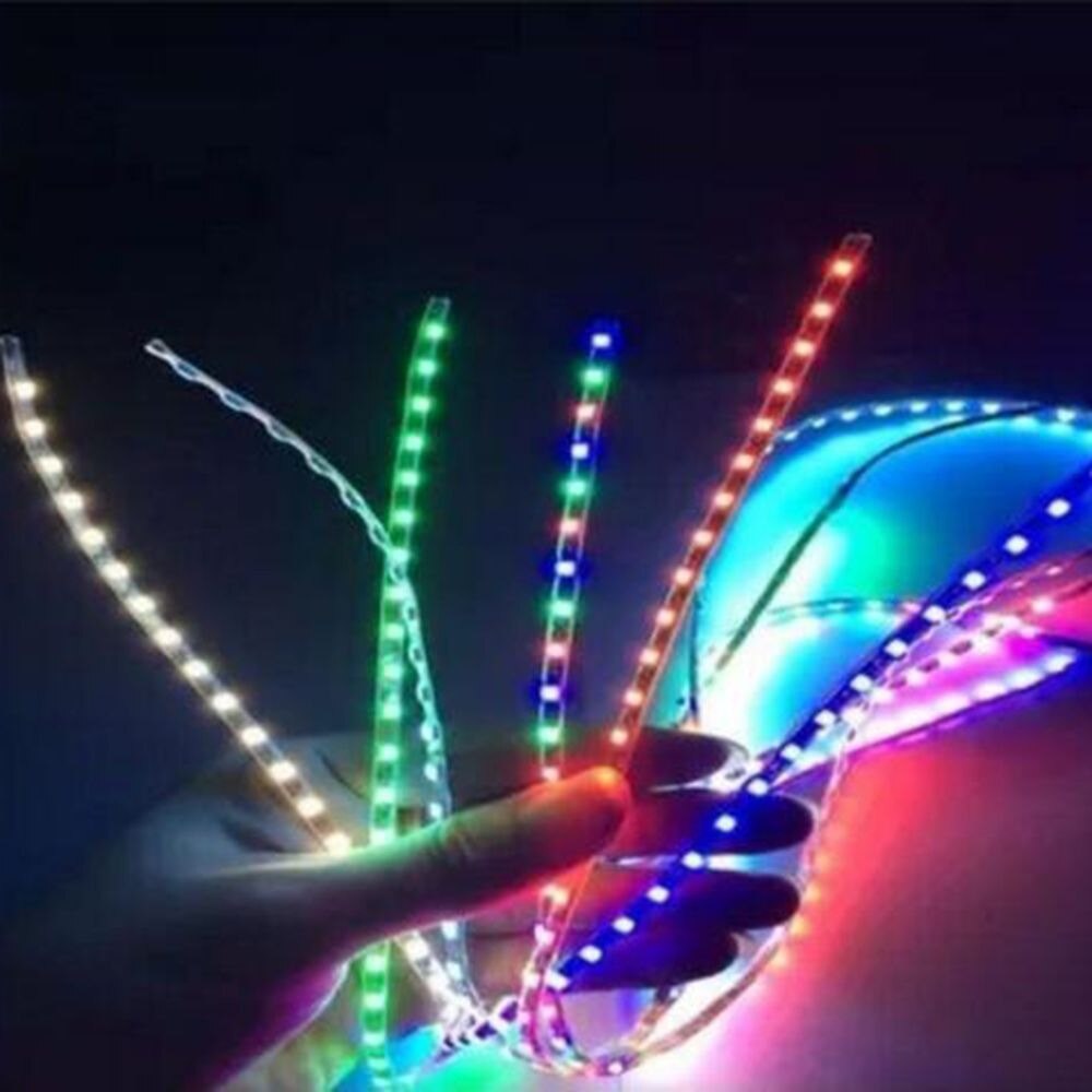 Tira de luces LED Flexible para decoración de coche y motocicleta, tira de luces LED de 45cm, 12V, resistente al agua, decoración del hogar