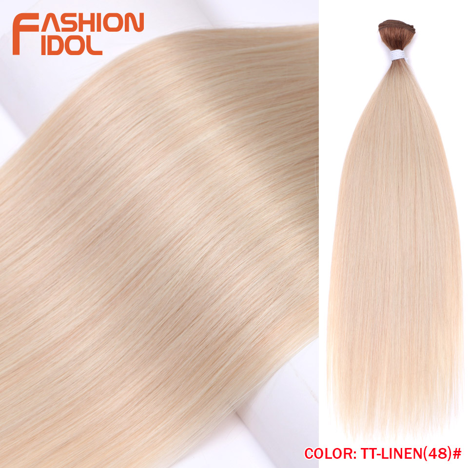 Bone Straight Hair Extensions Ombre Blonde Hair Bundles Super Long Hair Synthetic 24 Inch Straight Hair Full to End IDOL: Blue / 24inches