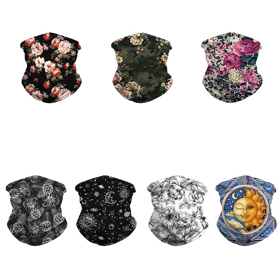 Utomhus sport halva ansiktet täcka balaclava halsduk 3d blommor sömlös bandana hals damask hårband vandring ring halsdukar huvuddukar
