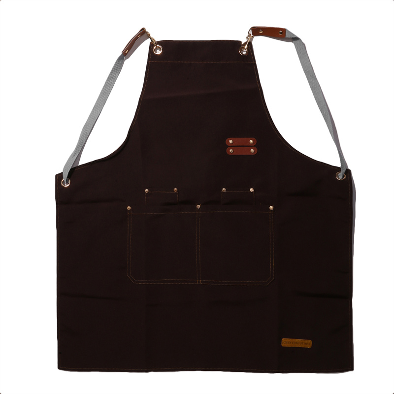 Schort Multifunctioneel waterdicht canvas Mode bedrukt borduurwerk Catering Café Melk Thee Winkel Supermarkt Bloemenwinkel Schorten: Marineblauw