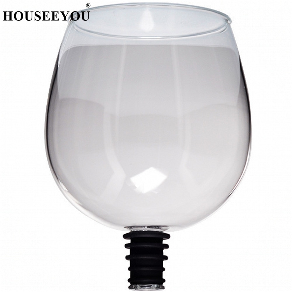 HOUSEEYOU Red Wine Champagne Glass Cup with Silicone Seal Drink Directly from Bottle Crystal Glasses Cocktail Mug 260ML