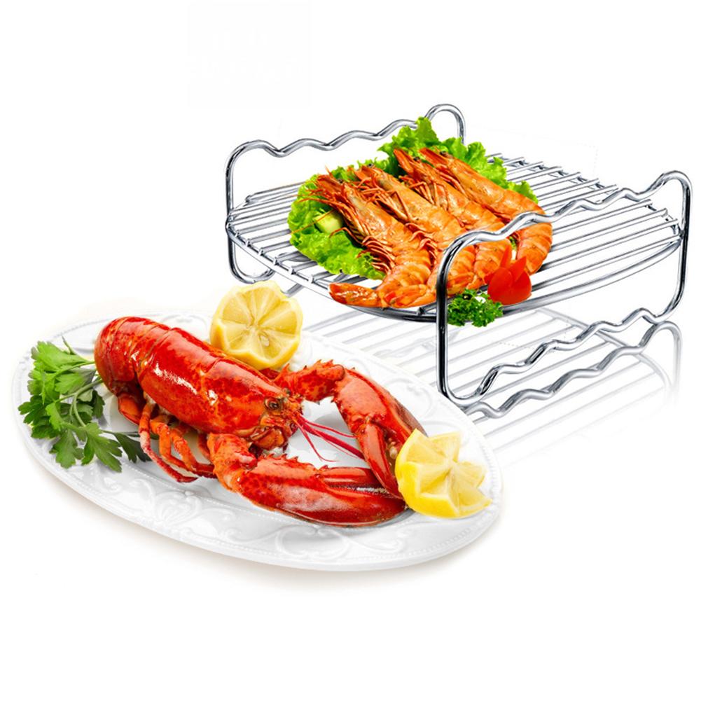 5Pcs Air Fryer Frying Cage Dish Baking Pan Rack Pizza Tray Pot Accessories Fit