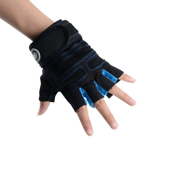 2 pièces gant de musculation demi-doigt anti-dérapant gymnastique entraînement Fitness gants musculation entraînement sport gants de gymnastique: Bleu marine / L