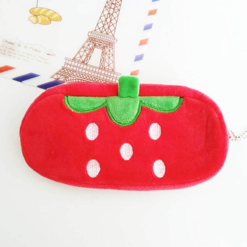 Mignon Fruit pastèque Cactus trousse en peluche sac cosmétique stylo boîte pour filles papeterie poche école fournitures de bureau: D