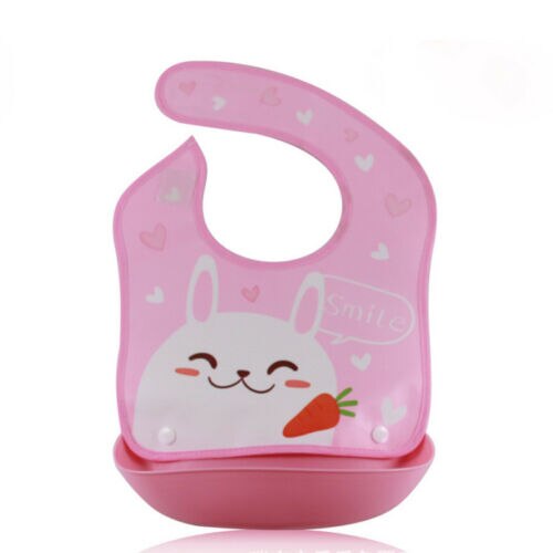 Goocheer Infant Baby Boys Girls Silicone Waterproof Bib Washable Roll Up Crumb Catcher Feeding Eating Cute Baby's Bib