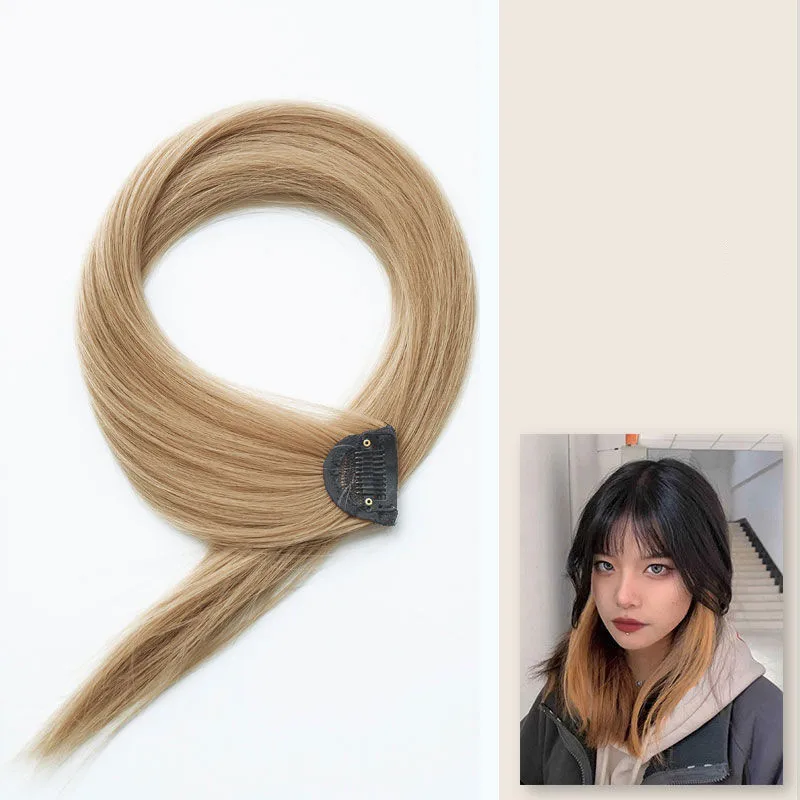 60cm postizo horquilla extensión de cabello Clip en postizo largo recto colgante oreja peluca Clip extensiones de cabello sintético Accesorios