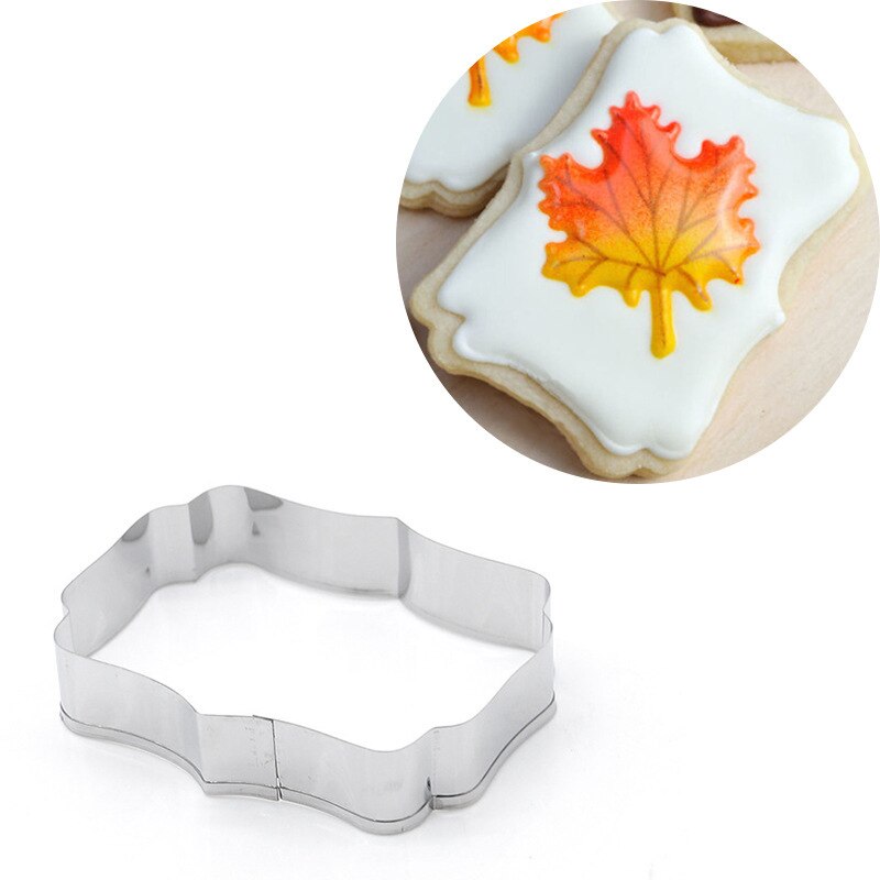 8 Style Plaque Cookie Cutter, Frame Shapes Sugar Cookie Cutters for Birthday Wedding Baby Shower, DIY Stainless Cookie Mold: D