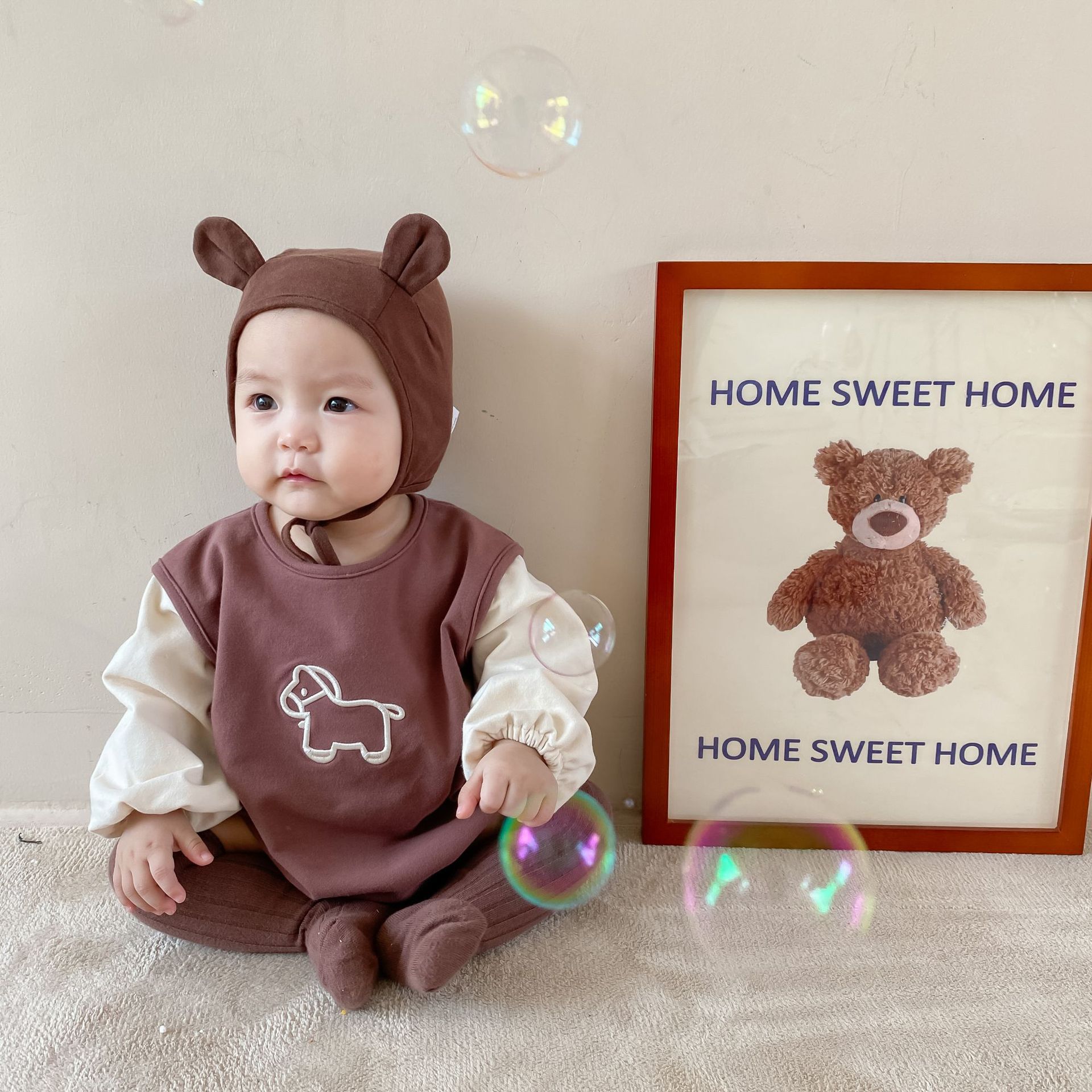 2022 Baby Winter Romper Fleece Gevoerde Koreaanse Stijl Verse Hond Borduren Romper Voor Baby Meisjes En Baby Boy