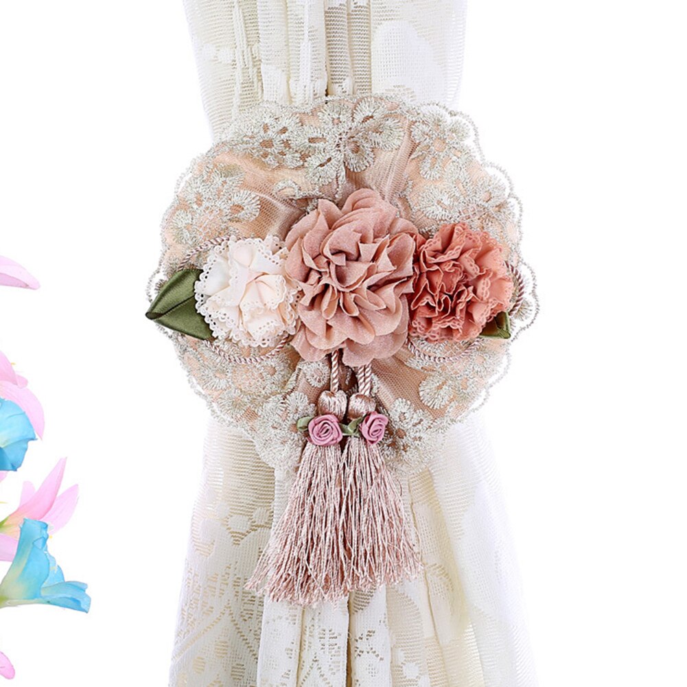 2 Stuks Bloemen Gordijn Tieback Elasticiteit Gordijn Bandjes Metalen Strass Gordijnen Houder Clips Bloem Vormige Gordijn Accessoires