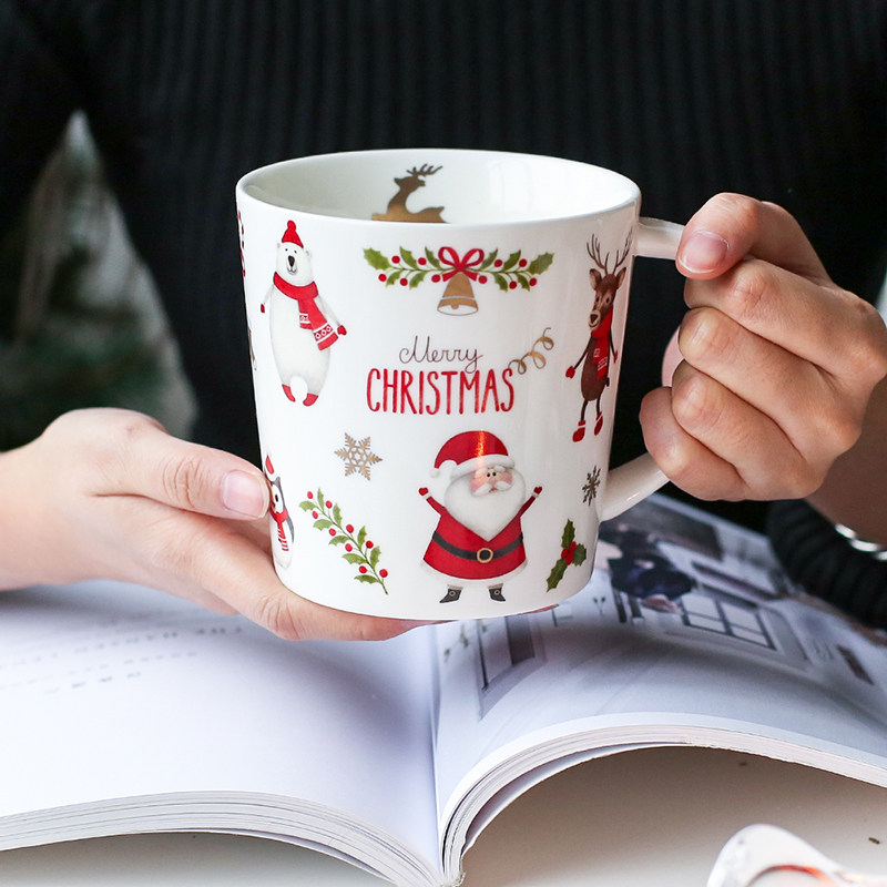 God jul keramisk mugg tekopp drinkware för vän 10.7 x 10.5cm 500ml