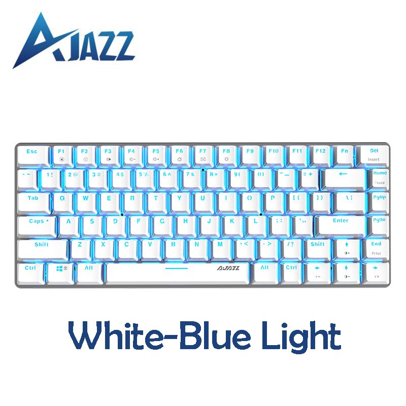 Ajazz AK33 Mechanische Spielen Tastatur Schwarz/Blau Schalter 82 Schlüssel Verdrahtet Tastatur für PC Spiele Ergonomische Kühl LED hinterleuchtet: Weiß - Blau hell / Blau Schalter