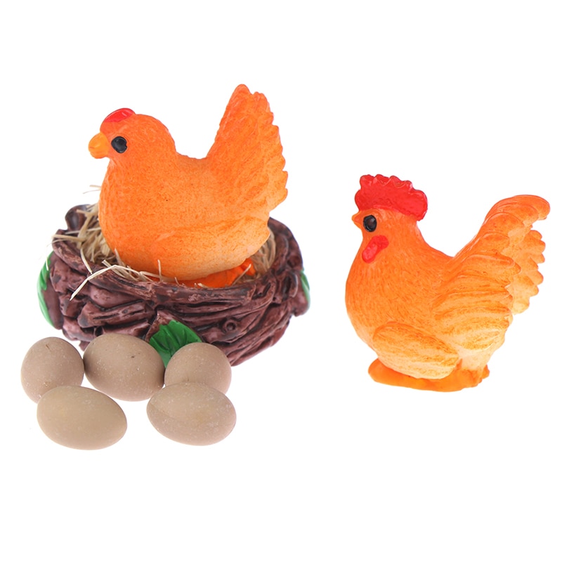 1: 12 gallo Gallina Uovo di Nido impostato Casa di Bambola di Pollo in Miniatura mini Casa di Bambola Decorazione Regalo Dei Bambini Giochi Di Imitazione Giocattolo